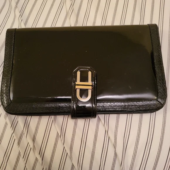 Vintage (70s) Black Patent Leather Clutch/Shoulder Bag - Picture 1 of 7